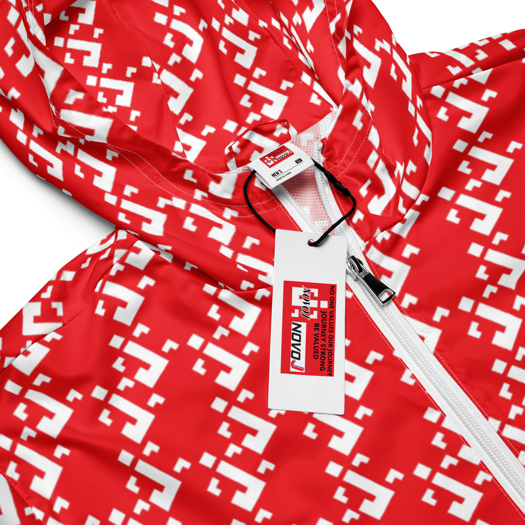 WINDBREAKER TRACK SUIT TOP JACKET UNISEX RED/WHITE JOURNY STRONG