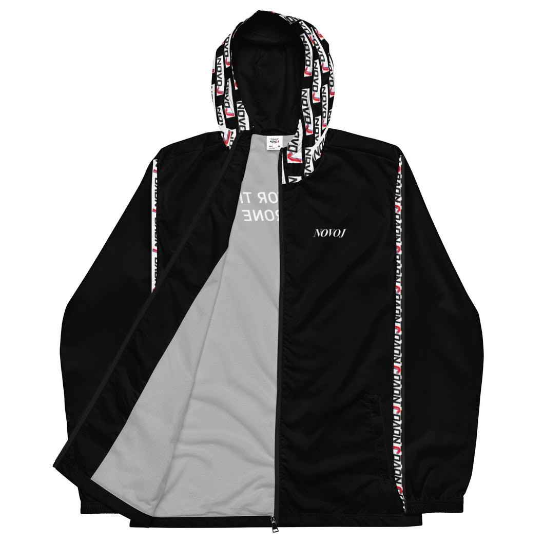 WINDBREAKER TRACK SUIT TOP UNISEX BLACK WITH NOVOJ STRIPE