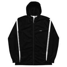 Load image into Gallery viewer, WINDBREAKER TRACK SUIT TOP UNISEX BLACK WITH WHITE STRIPE NOVOJ
