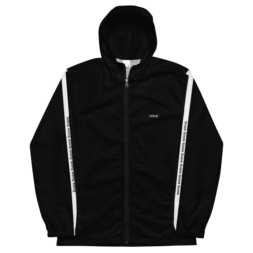 WINDBREAKER TRACK SUIT TOP UNISEX BLACK WITH WHITE STRIPE NOVOJ