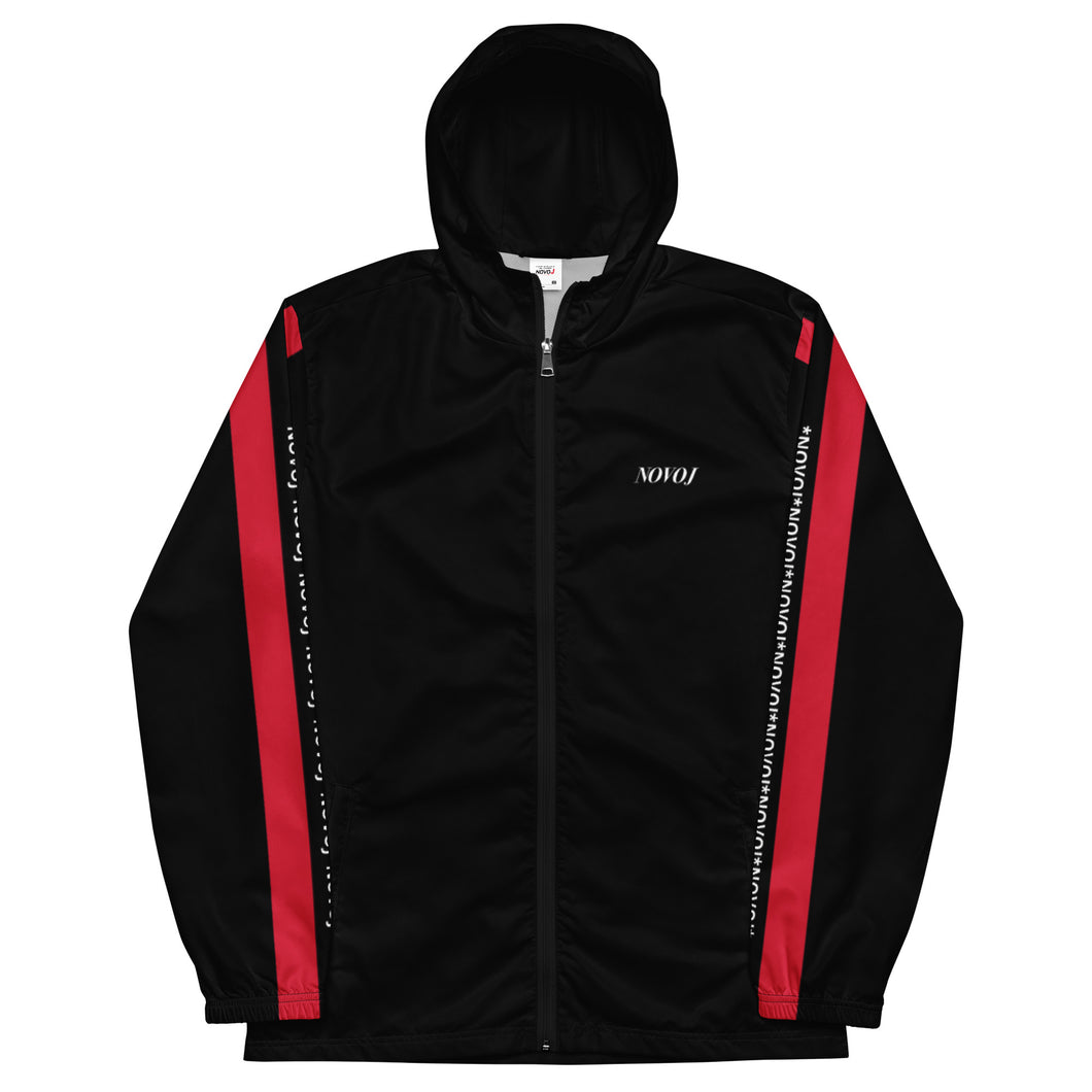 WINDBREAKER TRACK SUIT TOP UNISEX BLACK WITH RED