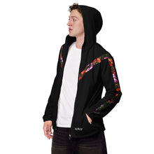 Load image into Gallery viewer, WINDBREAKER TRACK SUIT TOP UNISEX BLACK FLOWERS MULTI COLORS
